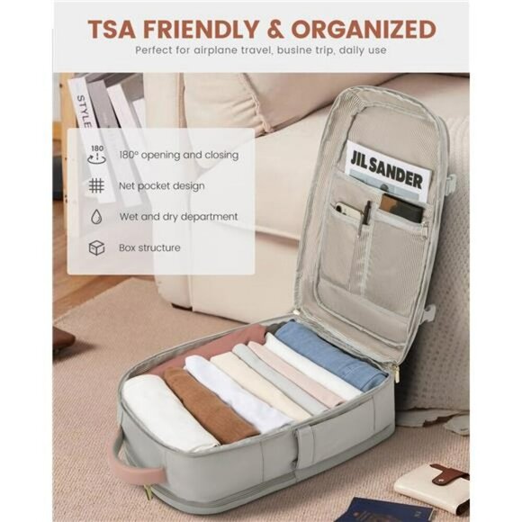 LOVEVOOK Travel Backpack Women 40L Carry On Laptop Bag TSA Approved Waterproof - Picture 6 of 7